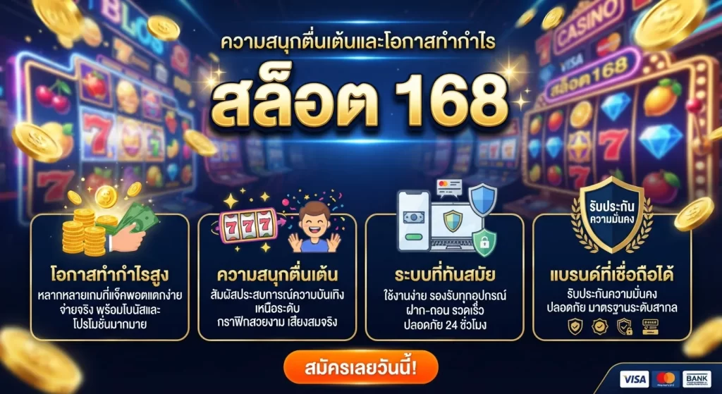 ความสนุกตื่นเต้นและโอกาสทำกำไรจาก สล็อต 168